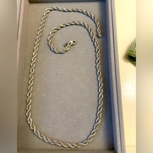 Tiffany & Co. 925 Sterling Silver / 18K Gold Twisted Rope Necklace.